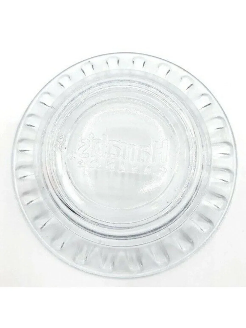 Harrah's Casino Hotel Ashtray Motel Embossed Logo Clear Glass 4.5